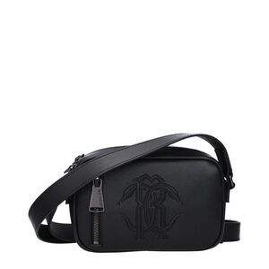 Roberto Cavalli Black Leather Crossbody Men's Bag